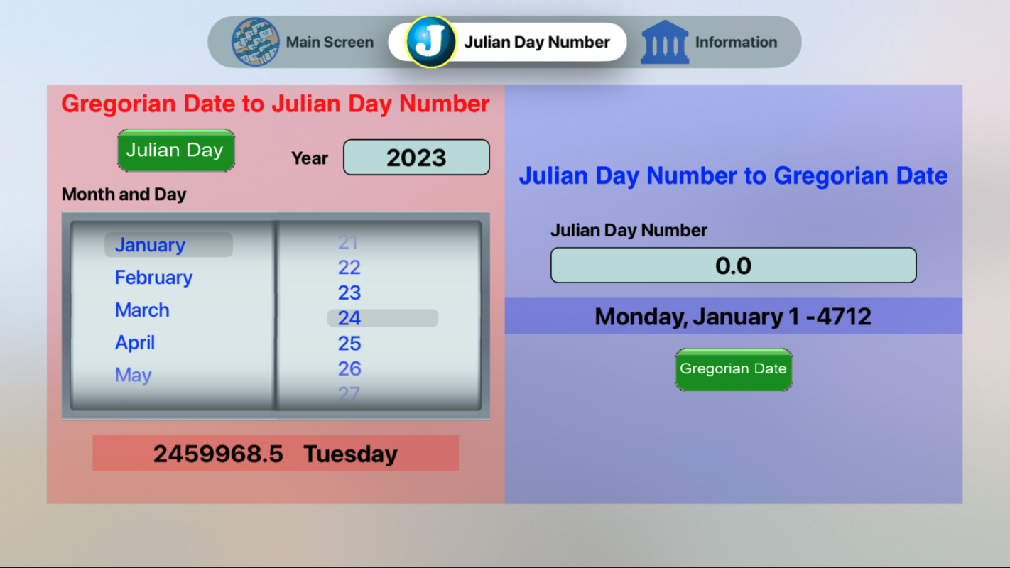 Julian Day Number Screen